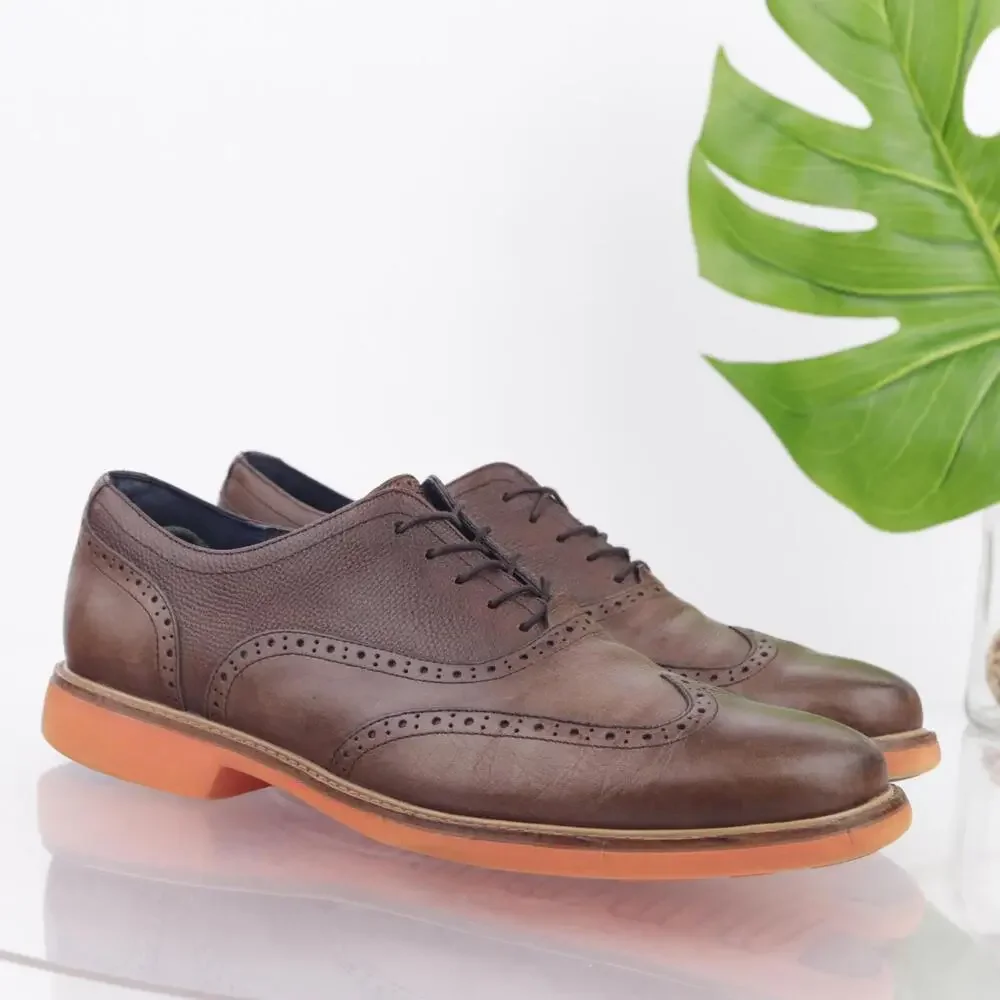 Cole Haan Mens Great Jones Oxfords Size 11 M  Brown Wingtip Brogue Dress Shoes‎